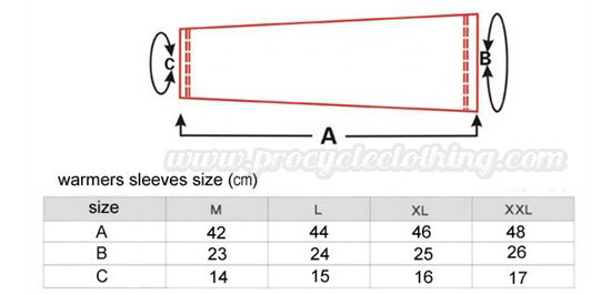 Castelli Arm Warmer Size Chart
