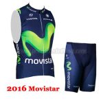 2016 Team Movistar Bicycle Sleeveless Vest Kit Blue