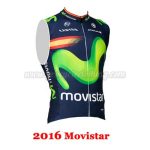 2016 Team Movistar Spain Cycle Sleeveless Vest Blue