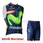 2016 Team Movistar Spain Cycle Sleeveless Vest Kit Blue