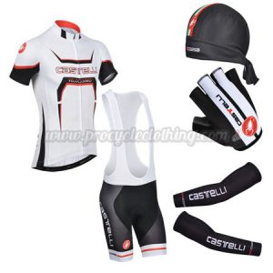 2014 Team Castelli Pro Cycling Bib Suit White+Gears