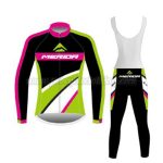 2016 Team MERIDA Cycling Long Bib Suit Black Pink Green