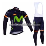 2016 Team Movistar Spain Cycling Long Bib Suit Blue