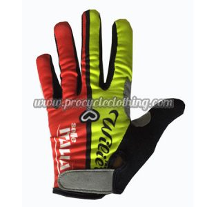 2017 Team ITALIA Cycling Full Fingers Gloves Yellow Red