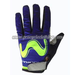 2017 Team Movistar Cycling Full Fingers Gloves Blue