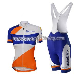2015 Team Rabobank Womens Lady Cycling Bib Kit White Blue Orange