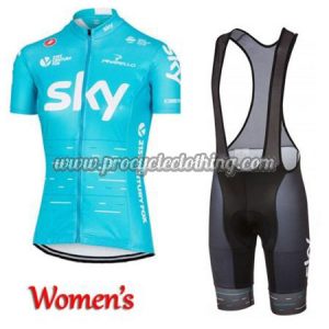 2017 Team SKY Womens Lady Cycling Bib Kit Blue