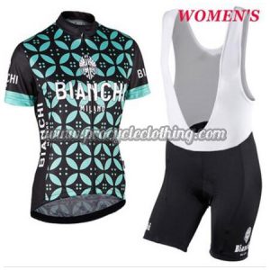 2017 Team BIANCHI Womens Cycle Bib Kit Black Blue Flower