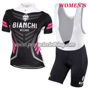 2017 Team BIANCHI Womens Cycling Bib Kit Black Pink