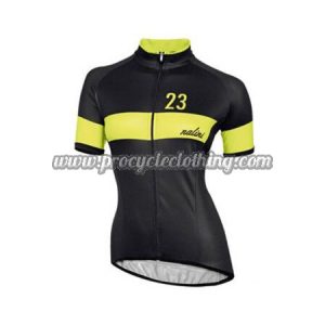 2017 Team Nalini Women's Cycling Jersey Maillot Shirt Black Yellow