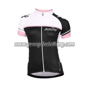2017 Team Nalini Women's Cycling Jersey Maillot Shirt White Black Pink